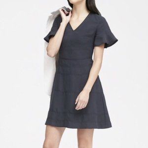 Banana Republic Flutter Sleeve Fit Flare S 6 Navy